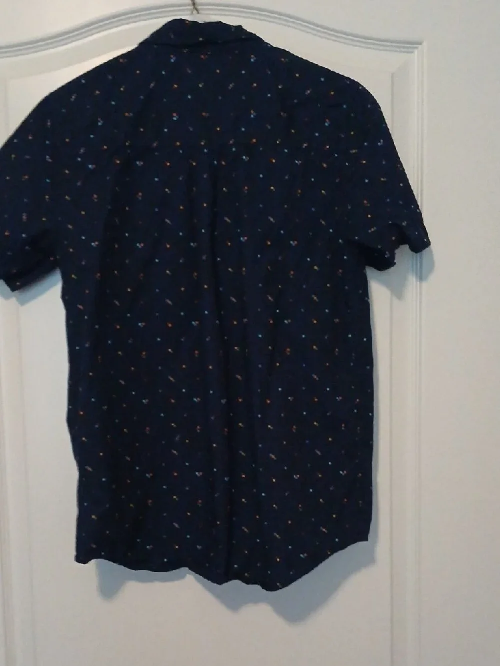 The Children's Place Navy Short-Sleeve Button-Down with Multicolor Micro Dots